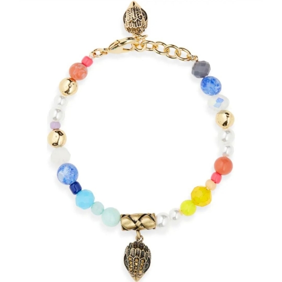 Kurt Geiger Multicolor Beaded Bracelet with Gold Charms